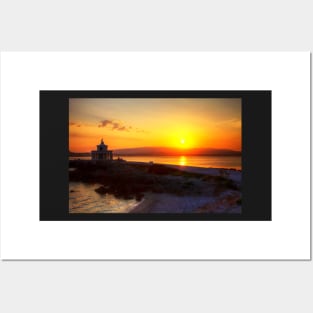 Kefalonia Sunset At Argostoli Lighthouse Posters and Art